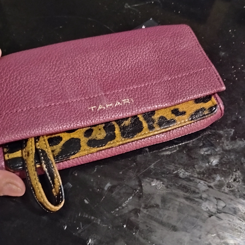 Tahari ASL Purple and Leopard Print Wallet